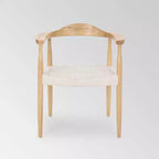 Fauteuil d'appoint Mid Century Modern blanc – Mélange laine et coton, Aucun assemblage requis