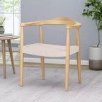 Fauteuil d'appoint Mid Century Modern blanc – Mélange laine et coton, Aucun assemblage requis