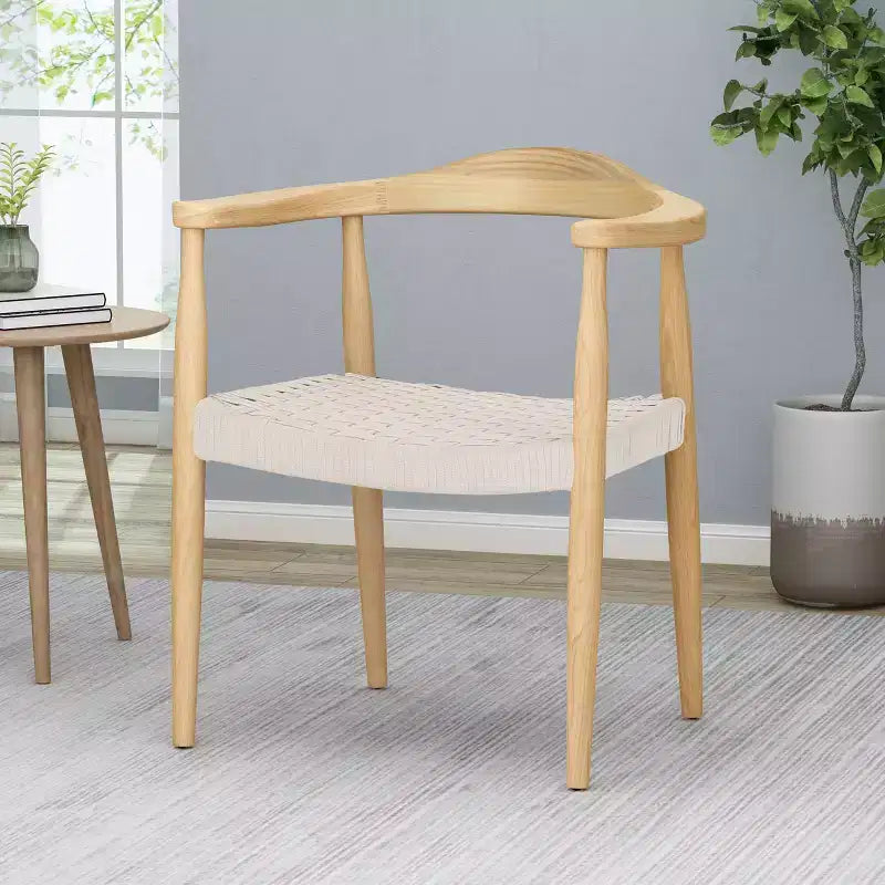 Mid Century Modern Accent Chair White – Wool & Cotton Blend, No Assembly Required