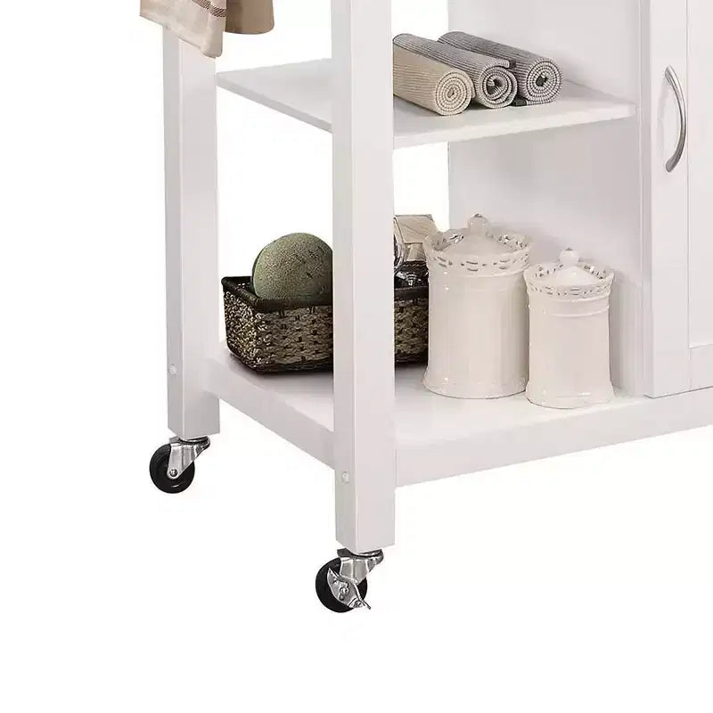 Wheeled Kitchen Bar Cart Black/White – Glass Rack, Drawer, Storage