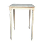 Table haute en bois massif 30" x 42" avec pieds tournés, non finie