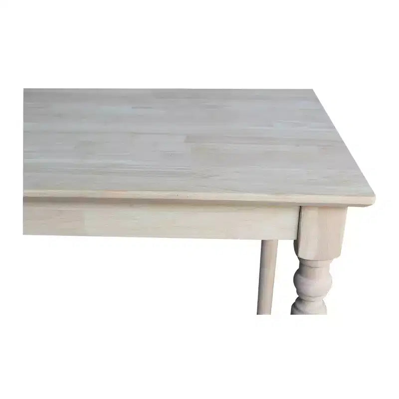 30" x 42" Solid Wood Bar Height Table with Turned Legs, Unfinished