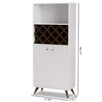 Meuble à vin Mid-Century Modern blanc/brun – 10 bouteilles