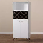 Meuble à vin Mid-Century Modern blanc/brun – 10 bouteilles