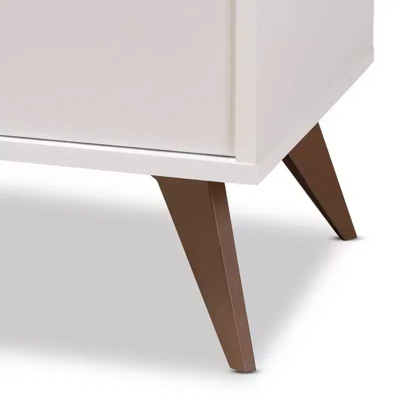Mid-Century Modern Wine Cabinet White/Brown – Holds 10 Bottles