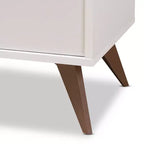 Meuble à vin Mid-Century Modern blanc/brun – 10 bouteilles