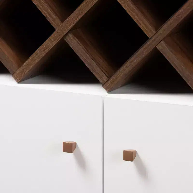 Mid-Century Modern Wine Cabinet White/Brown – Holds 10 Bottles