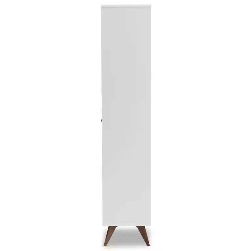 Mid-Century Modern Wine Cabinet White/Brown – Holds 10 Bottles