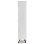 Meuble à vin Mid-Century Modern blanc/brun – 10 bouteilles