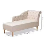 Chaise longue rembourrée beige – Polyester, structure en bois, capacité de 181 kg