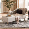 Upholstered Chaise Lounge Beige – Polyester, Wood Frame, 400 lb Capacity