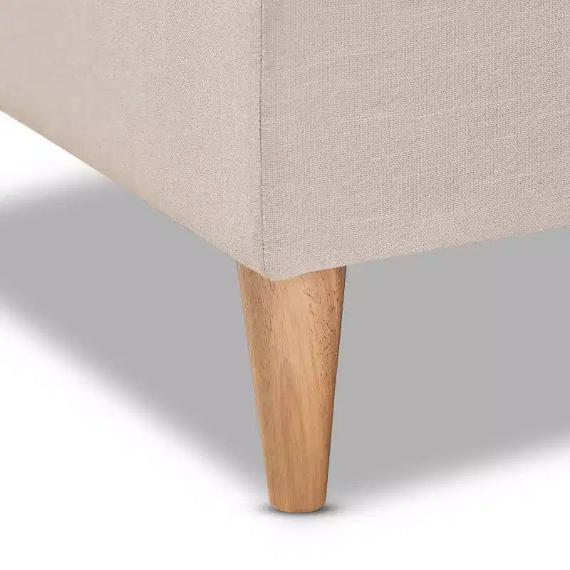 Upholstered Chaise Lounge Beige – Polyester, Wood Frame, 400 lb Capacity