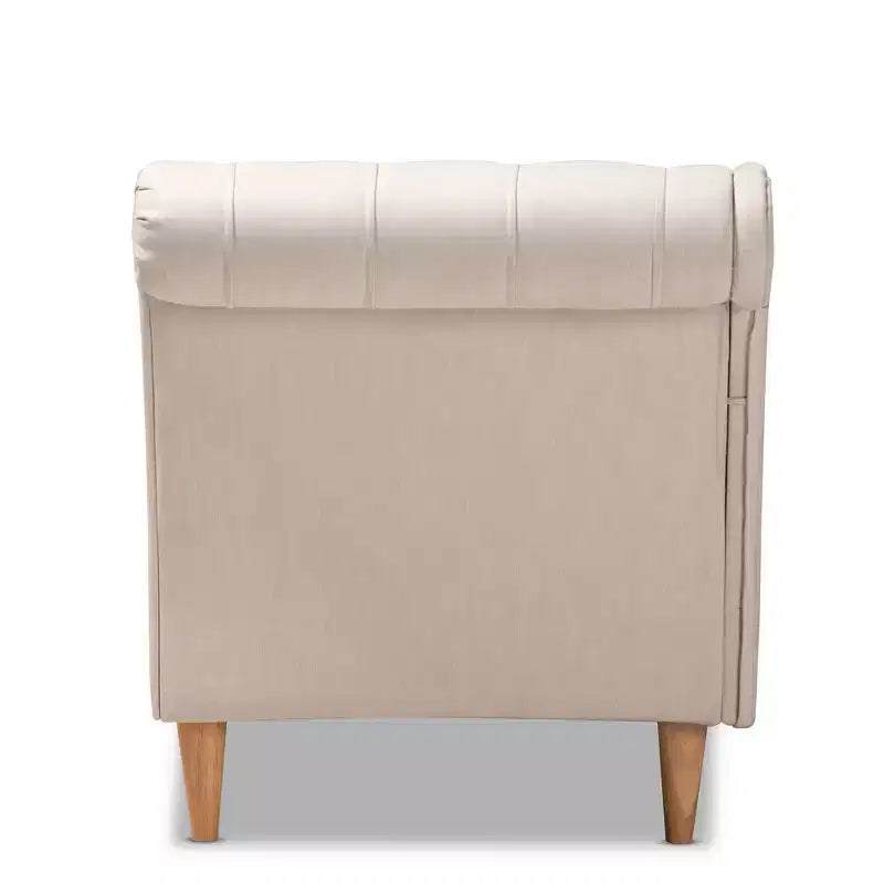 Upholstered Chaise Lounge Beige – Polyester, Wood Frame, 400 lb Capacity