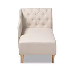 Chaise longue rembourrée beige – Polyester, structure en bois, capacité de 181 kg