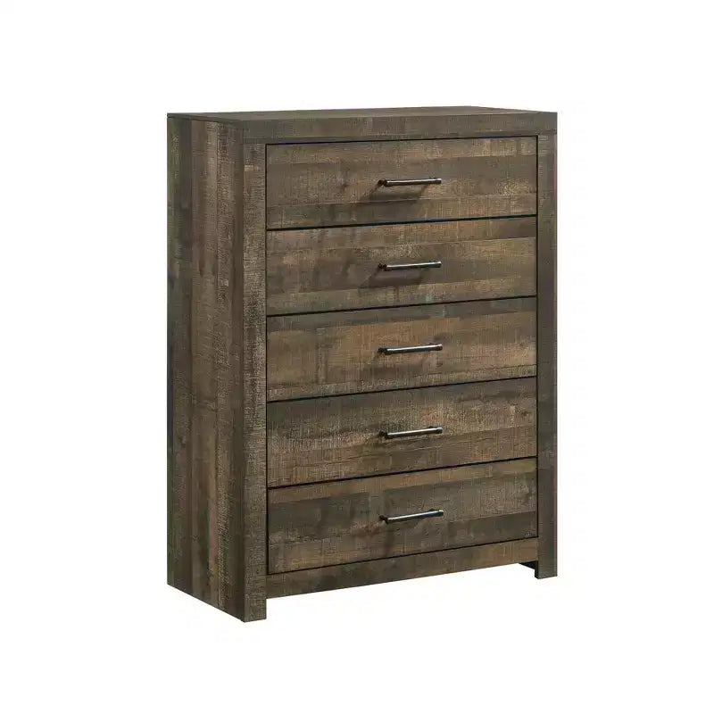 5 Drawer Chest Walnut – Vertical Storage, Bronze Hardware, MDF Composite