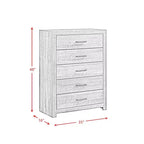 Commode à 5 tiroirs Noyer – Rangement vertical, Quincaillerie bronze, Composite MDF