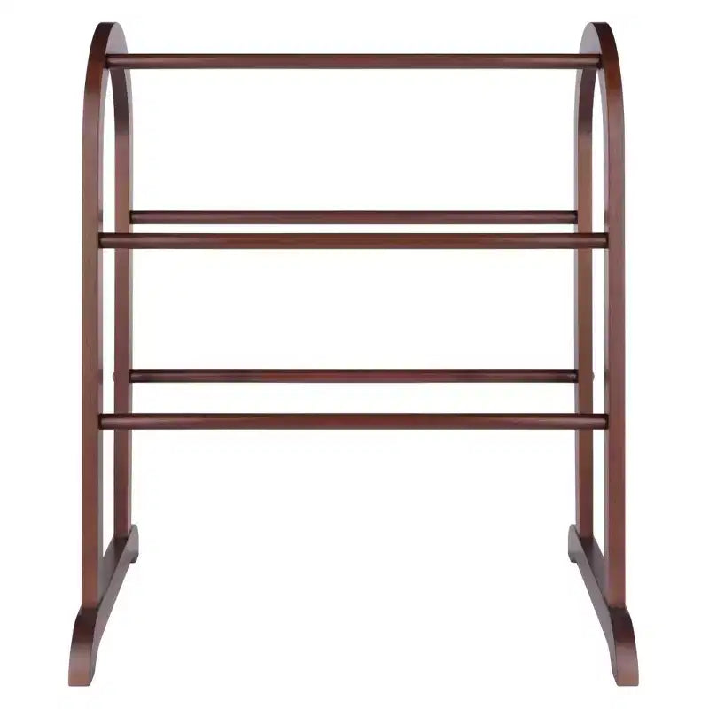 Antique Walnut Hardwood Quilt Rack – 6 Rails, Linen & Comforter Storage