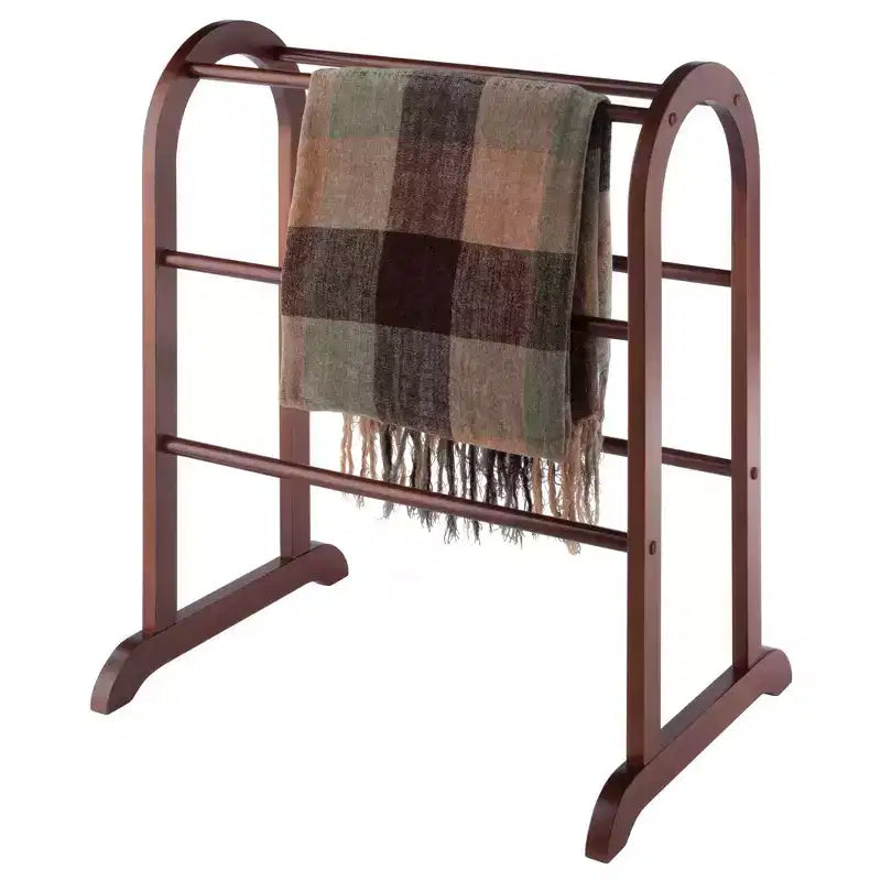 Antique Walnut Hardwood Quilt Rack – 6 Rails, Linen & Comforter Storage