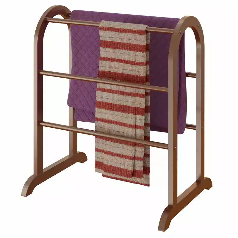 Antique Walnut Hardwood Quilt Rack – 6 Rails, Linen & Comforter Storage