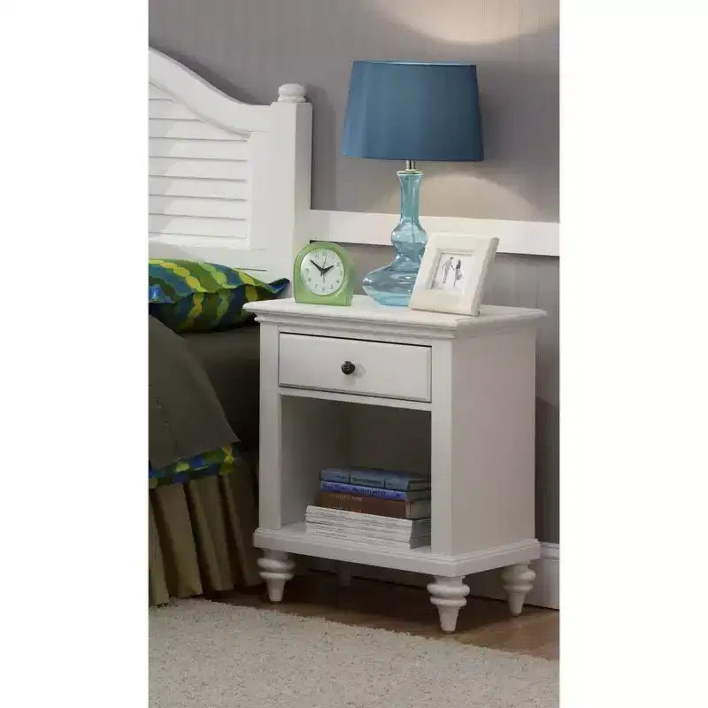 Bermuda Nightstand - White/Espresso with Brass Hardware