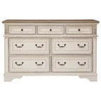 Commode 7 tiroirs, blanc ébréché – Style Campagne, Structure en composite de bois
