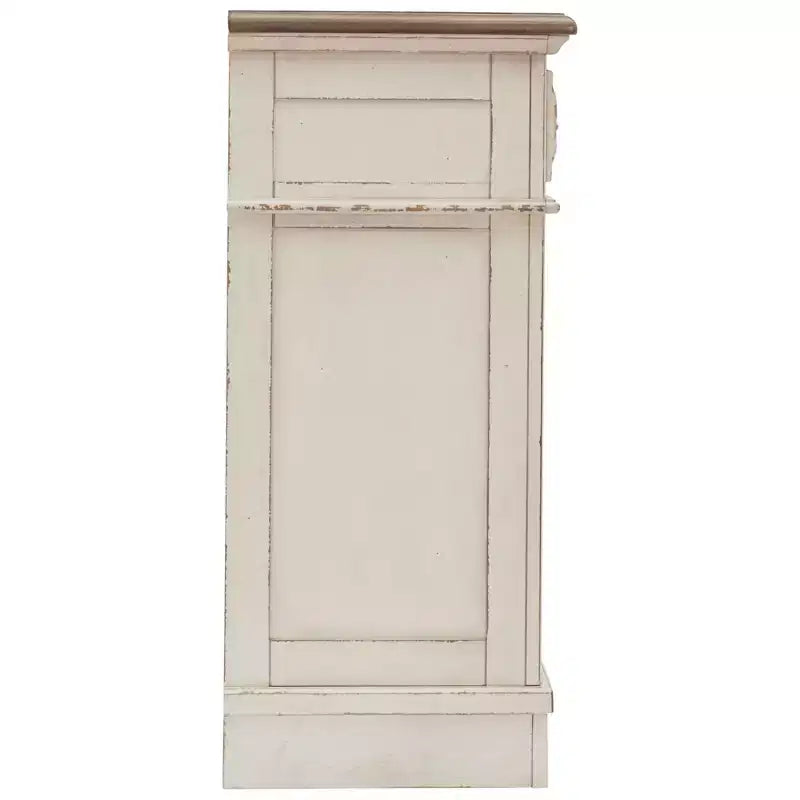 7-Drawer Dresser Chipped White – Cottage Style, Wood Composite Frame