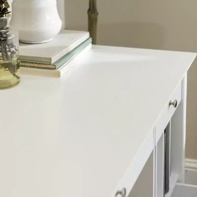 Deluxe Storage Computer Desk with Keyboard Tray - White