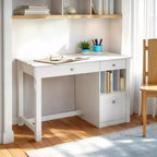 Bureau d'ordinateur de luxe avec rangement et tiroir à clavier - Blanc