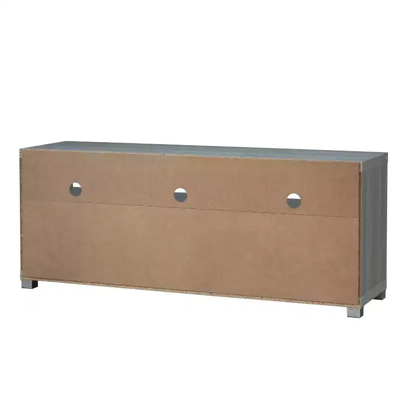 TV Stand for TVs up to 65" Gray – Glass Doors, Open Shelves, Cord Management
