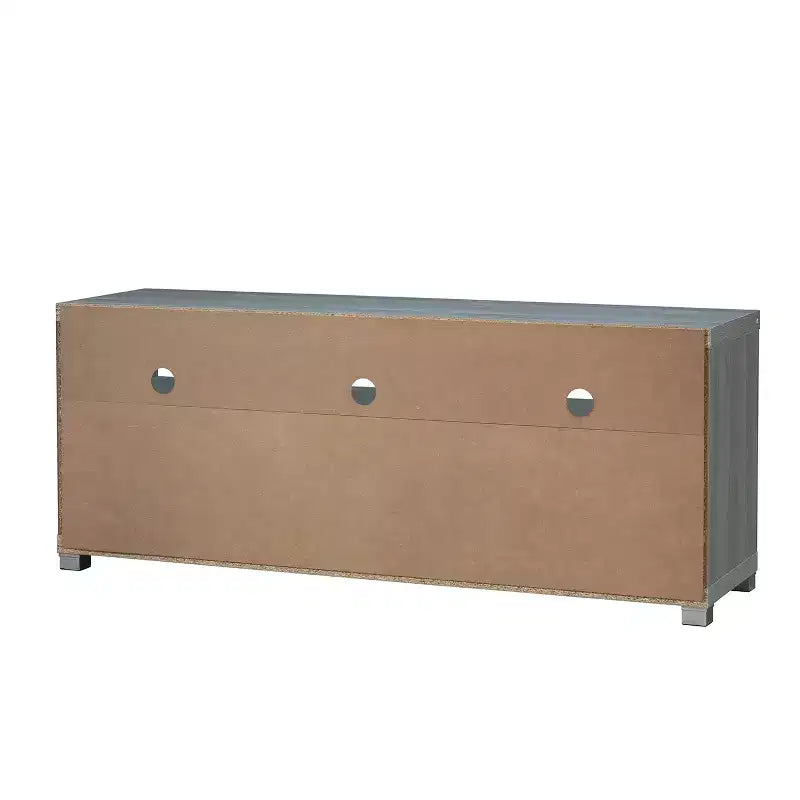 TV Stand for TVs up to 65" Gray – Glass Doors, Open Shelves, Cord Management