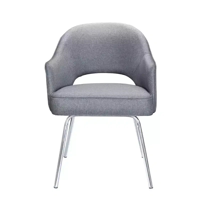 Mid-Century Modern Guest Chair Gray Linen, Chrome Base, 275 lb Capacity
