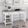 54W Farmhouse Computer Desk with Shelves, Shiplap Gray/Pure White