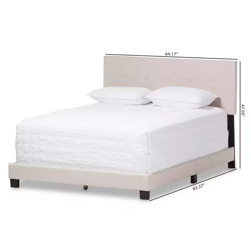 Queen Modern Upholstered Bed with Button-Tufted Headboard
