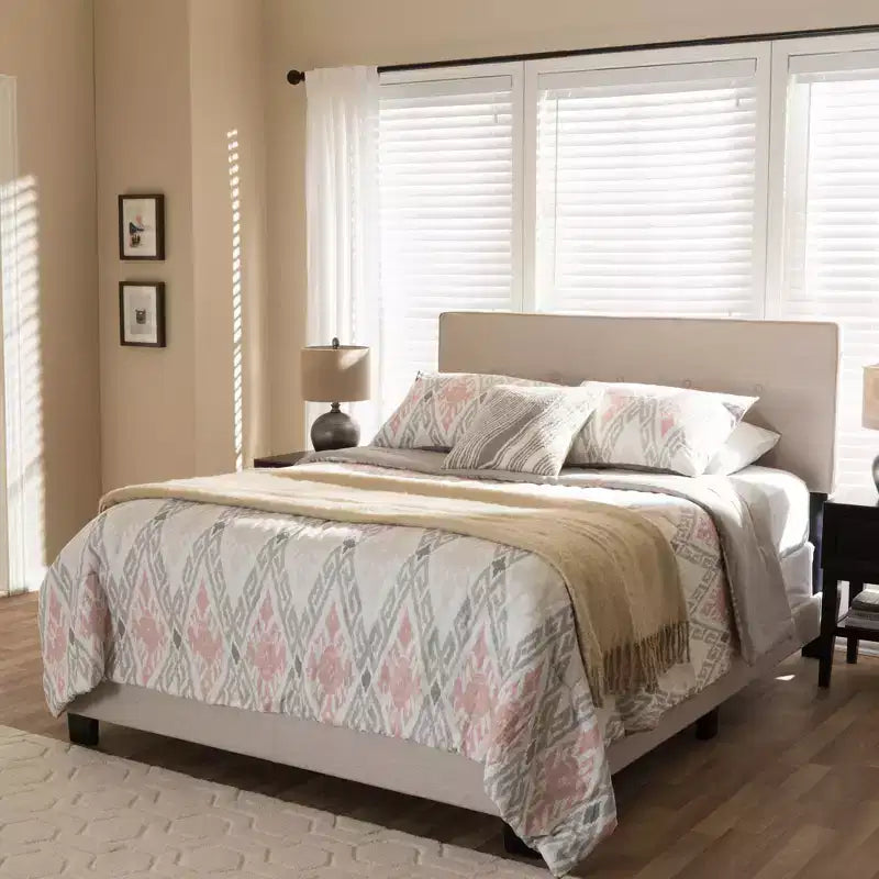 Queen Modern Upholstered Bed with Button-Tufted Headboard