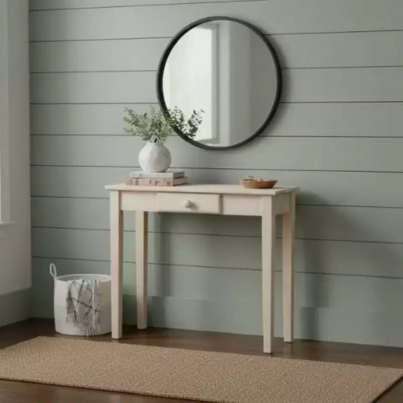 Mission Style Unfinished Solid Wood Console Table with Drawer
