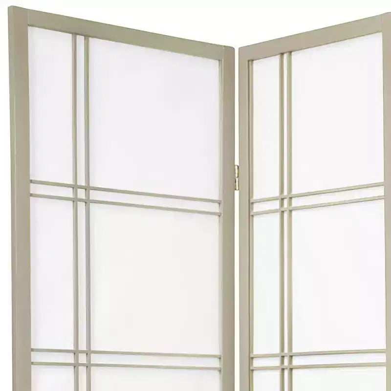 6 ft. Tall Double Cross Shoji Screen - Gray (4 Panels)