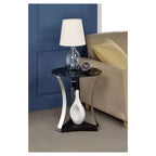 Table d'appoint ronde en verre noir chromé avec étagère inférieure