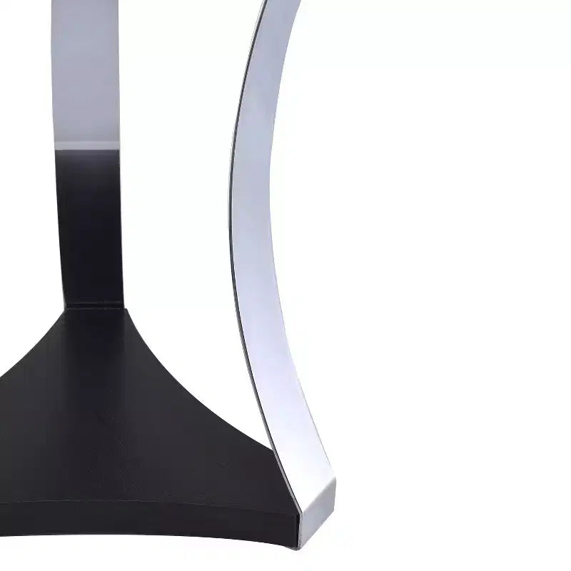 Round Black Chrome Glass End Table with Bottom Shelf