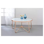 Table basse ronde en verre dépoli Or rose – 45,7 cm de hauteur, Structure en métal