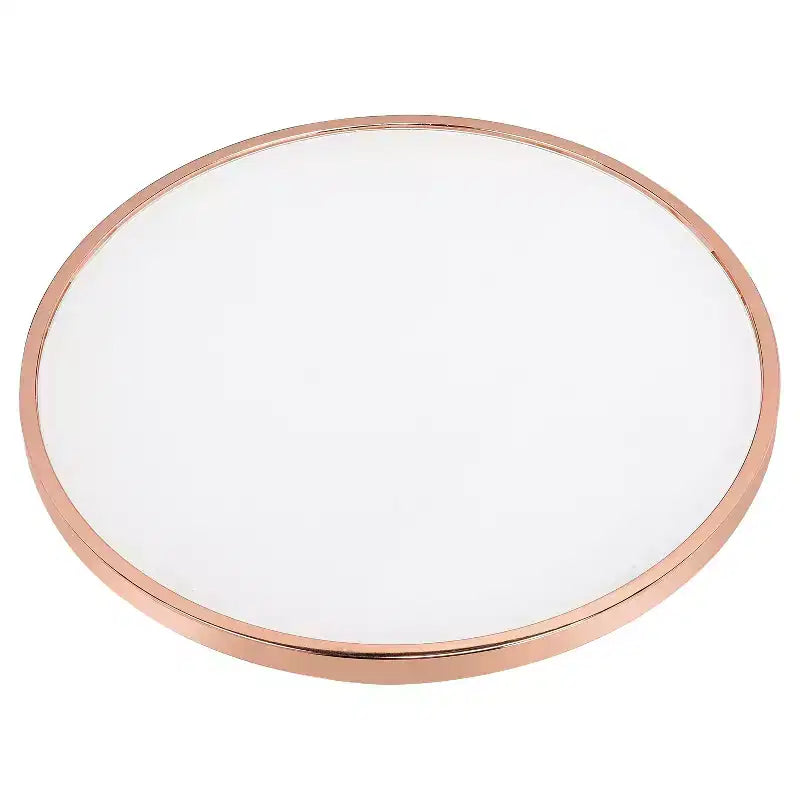 Round Frosted Glass Coffee Table Rose Gold – 18" High, Metal Frame