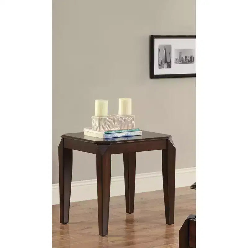 Walnut Square End Table with Tapered Legs