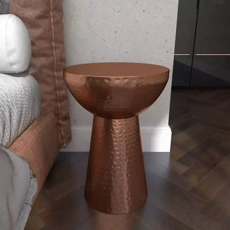 Vintage Iron Drum Accent Table Copper, 14" x 20"
