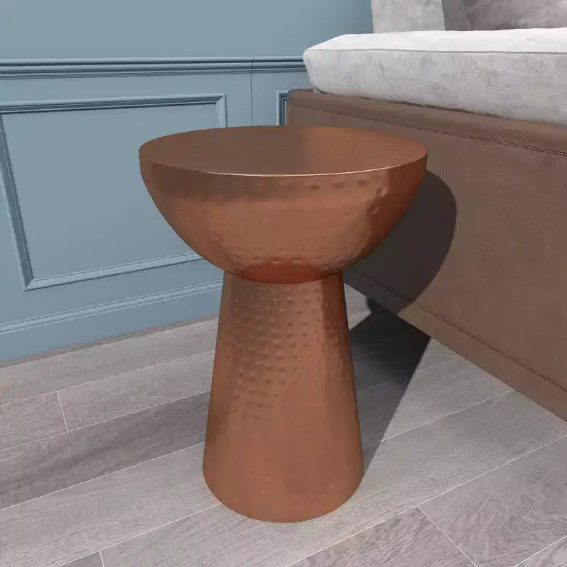 Vintage Iron Drum Accent Table Copper, 14" x 20"