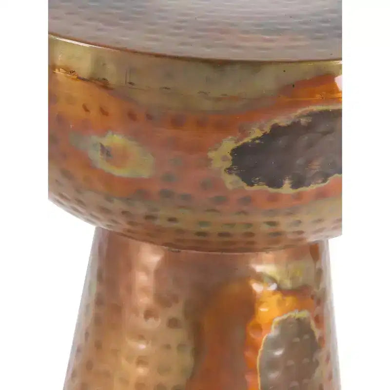 Vintage Iron Drum Accent Table Copper, 14" x 20"