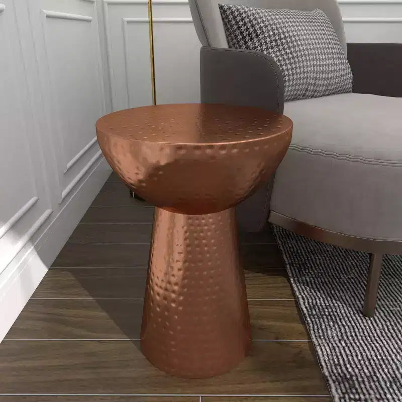 Vintage Iron Drum Accent Table Copper, 14" x 20"