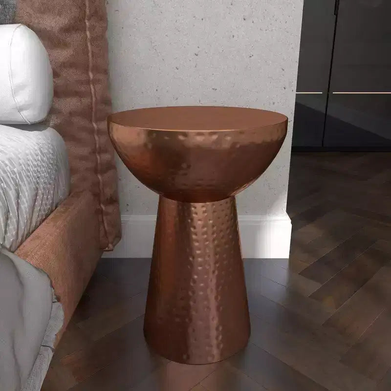Vintage Iron Drum Accent Table Copper, 14" x 20"