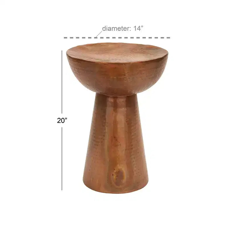Vintage Iron Drum Accent Table Copper, 14" x 20"