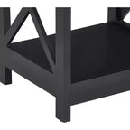 Table d'appoint de ferme moderne noire avec côtés à treillis en X et étagère inférieure
