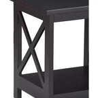 Table d'appoint de ferme moderne noire avec côtés à treillis en X et étagère inférieure