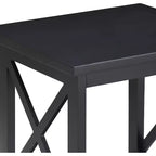 Table d'appoint de ferme moderne noire avec côtés à treillis en X et étagère inférieure